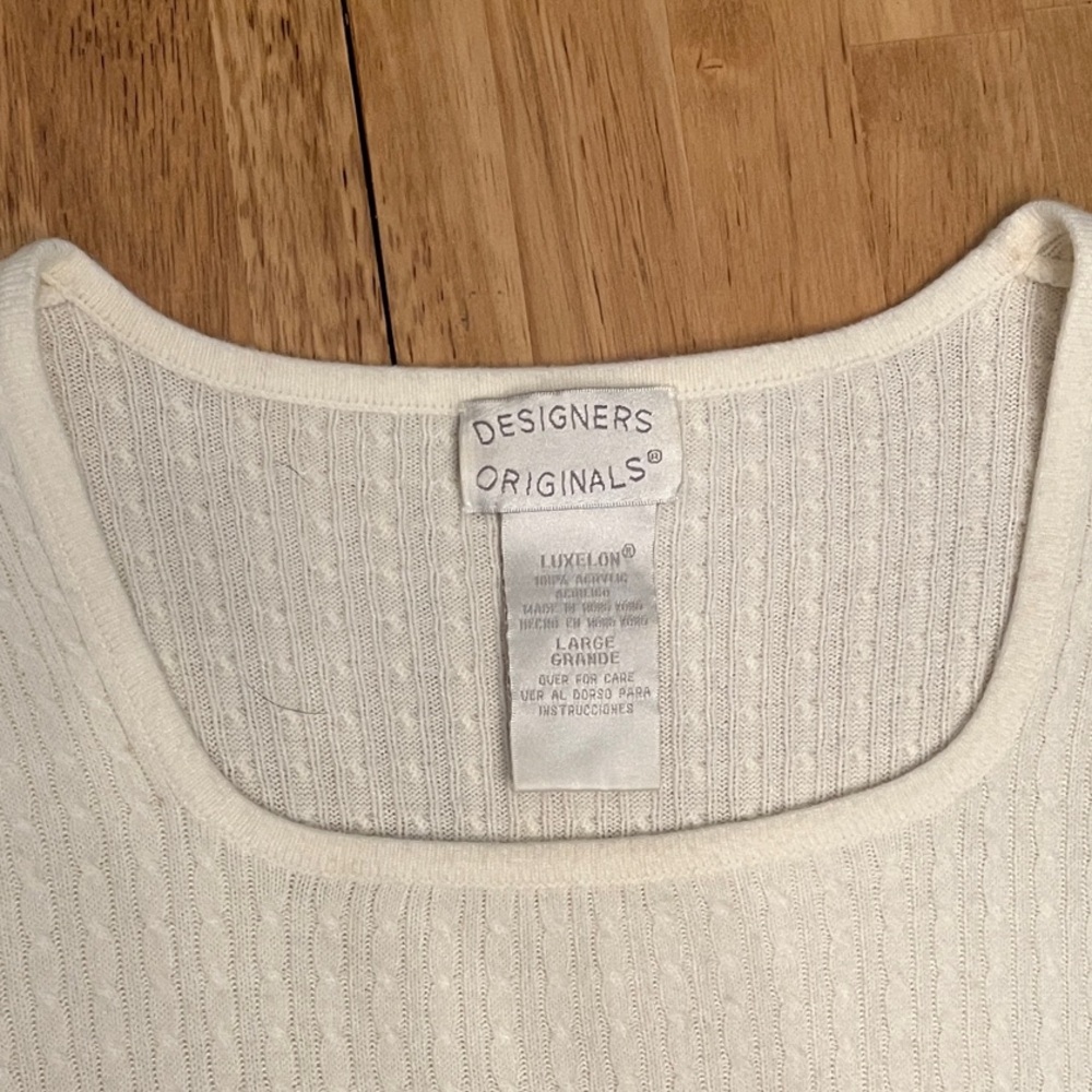Designers Originals Ivory Ribbed Short Sleeve Tee - Picture 2 of 3